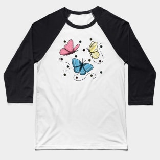 Pastel Butterflys- Pretty pastel butterflys with matching flowers Baseball T-Shirt